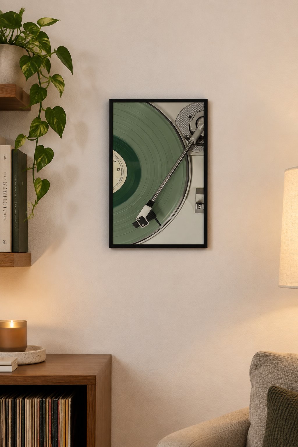 Vinyl Spin Green — Music Art Poster