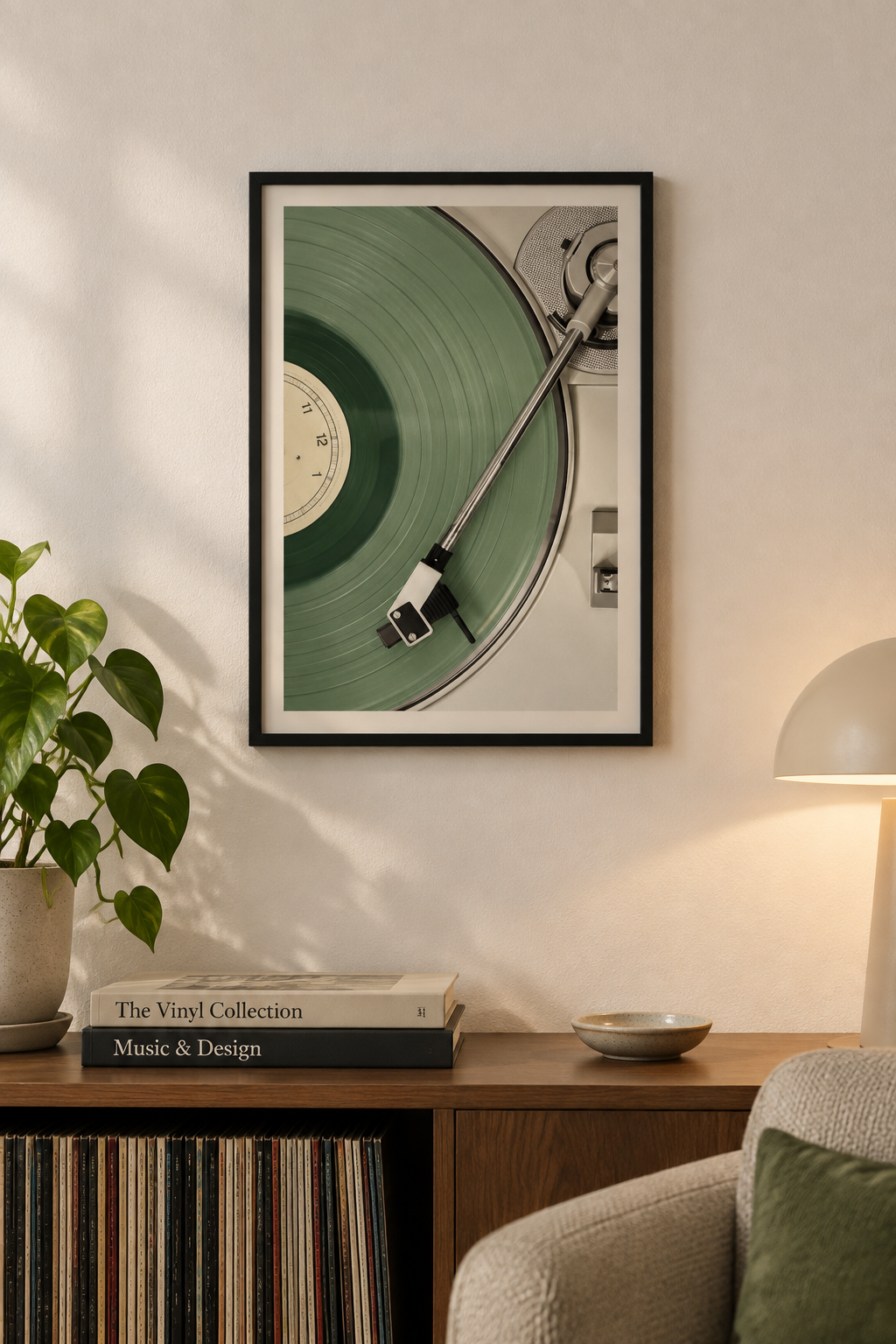 Vinyl Spin Green — Music Art Poster