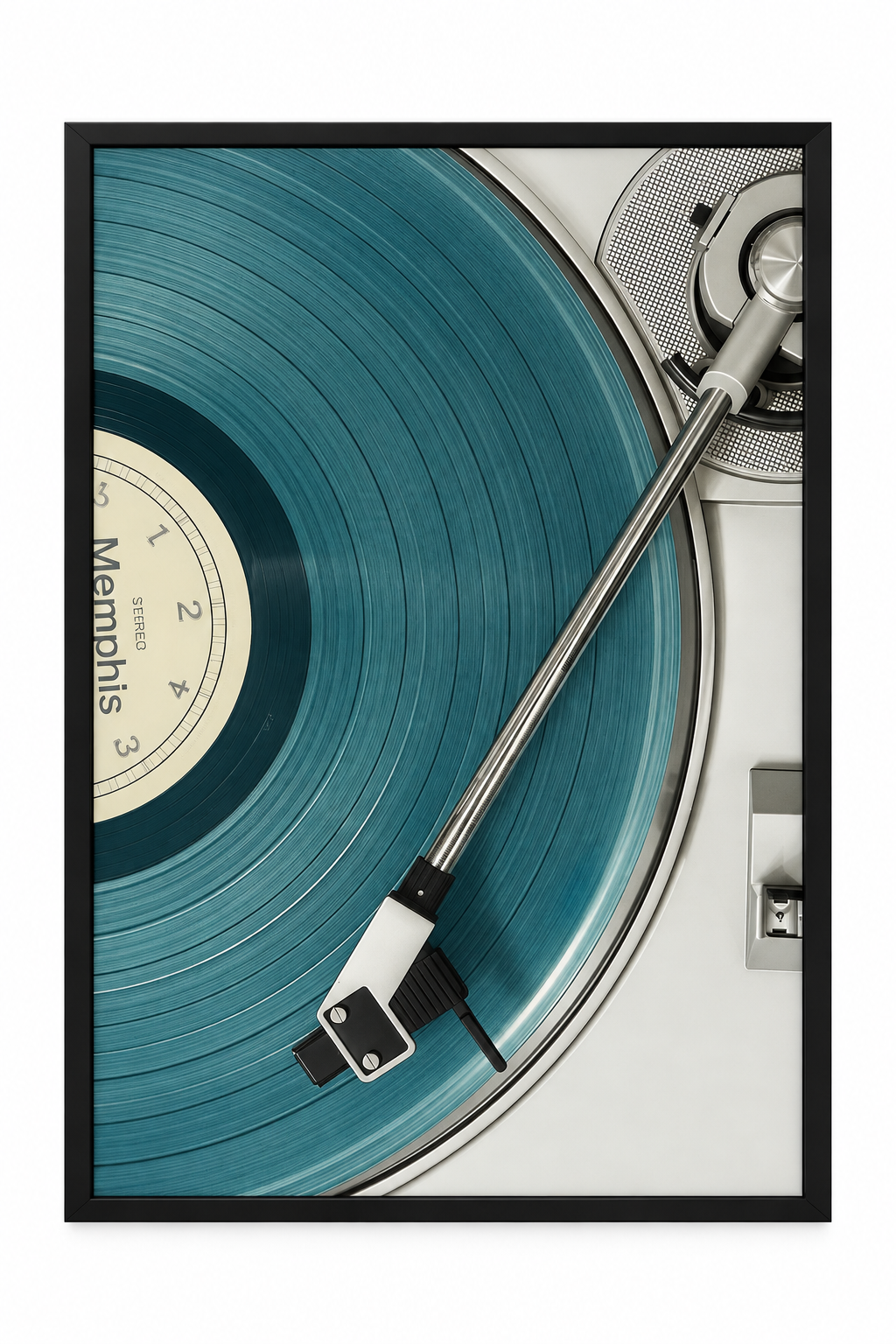 Vinyl Spin Blue — Music Art Poster